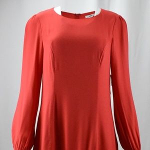 ! BRIGHT Red/Orange Dress w/ Button Cuffs !